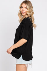 Black Short Sleeve Pocketed Top