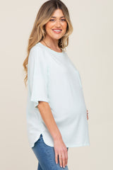 Mint Short Sleeve Pocketed Maternity Top