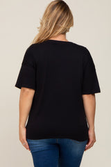 Black Short Sleeve Pocketed Plus Maternity Top