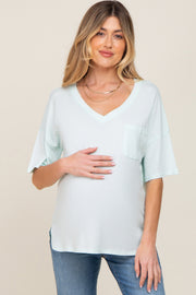 Mint Pocketed V-Neck Maternity Top