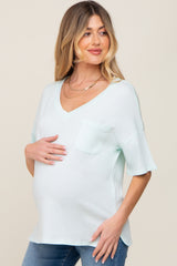 Mint Pocketed V-Neck Maternity Top