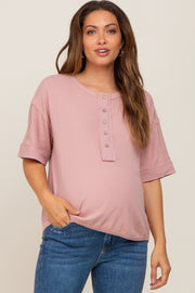 Mauve Oversized Maternity Henley Top