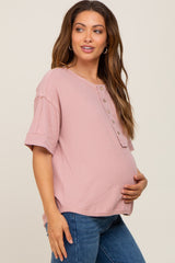 Mauve Oversized Maternity Henley Top