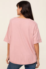 Mauve Oversized Henley Top