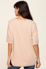 Beige Oversized Henley Top