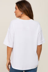 White Oversized Maternity Henley Top