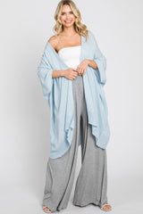 Light Bue Knit Open Front Maternity Cardigan