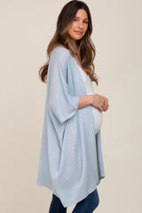 Light Bue Knit Open Front Maternity Cardigan