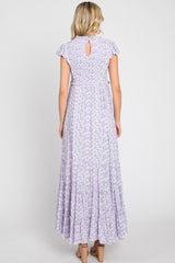 Lavender Floral Tiered Maxi Dress