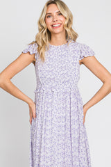 Lavender Floral Tiered Maxi Dress