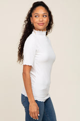 White Fitted Lettuce Trim Maternity Top