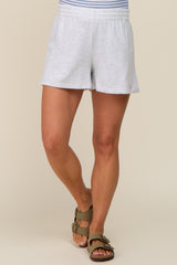 Heather Grey Elastic Band Maternity Sweat Shorts