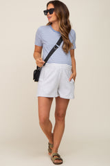 Heather Grey Elastic Band Maternity Sweat Shorts