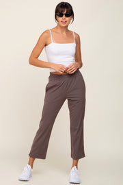 Brown Elastic Waist Capri Pants