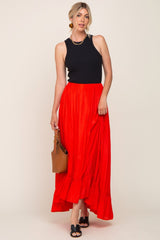 Red Ruffle Hem Maxi Skirt