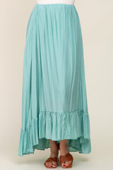 Sage Ruffle Hem Maxi Skirt