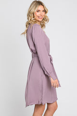 Lavender Silky Sash Tie Dress