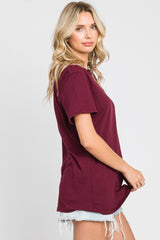 Burgundy Oversized Short Sleeve Top