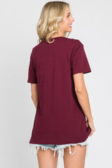 Burgundy Oversized Short Sleeve Top