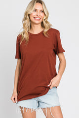 Rust Oversized Short Sleeve Maternity Top