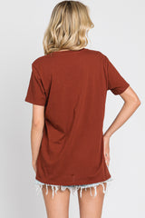 Rust Oversized Short Sleeve Top