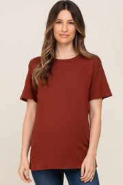 Rust Oversized Short Sleeve Maternity Top