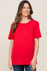 Red Oversized Short Sleeve Maternity Top