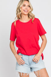 Red Oversized Short Sleeve Top