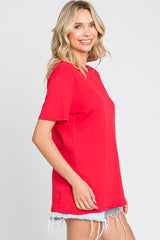 Red Oversized Short Sleeve Top