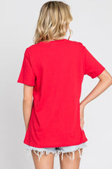 Red Oversized Short Sleeve Top