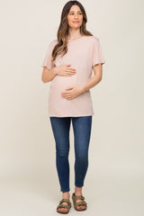 Light Pink Oversized Short Sleeve Maternity Top