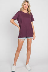 Plum Oversized Short Sleeve Top