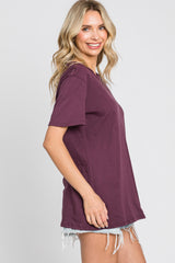 Plum Oversized Short Sleeve Top