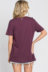 Plum Oversized Short Sleeve Top