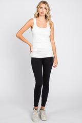 Ivory Sqaure Neck Ruched Sides Top