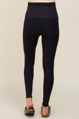 Black Ribbed Maternity Active Leggings