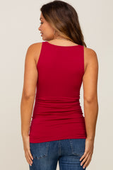 Burgundy Seamless Maternity Fitted Tank Top