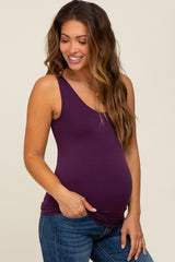 Plum Seamless Maternity Fitted Tank Top