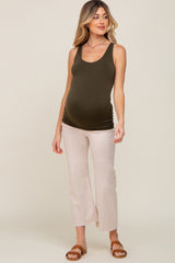 Olive Seamless Maternity Fitted Tank Top