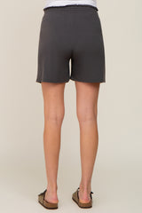 Charcoal Smocked Waist Maternity Shorts