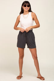 Charcoal Smocked Waist Shorts