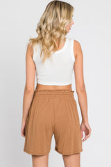 Camel Smocked Waist Shorts