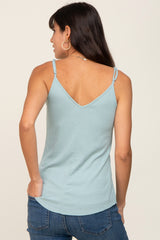 Mint Green Ribbed Snap Button Cami