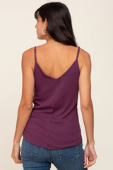 Plum Ribbed Snap Button Cami