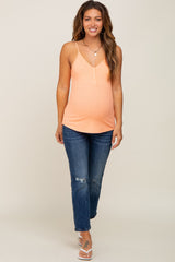 Coral Ribbed Snap Button Maternity Cami