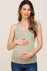 Sage Ribbed Racerback Maternity Tank Top