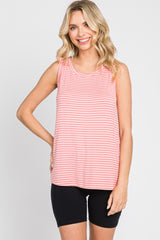 Coral Striped Sleeveless Top