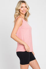 Coral Striped Sleeveless Top