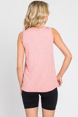 Coral Striped Sleeveless Top