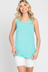 Mint Striped Sleeveless Top